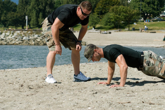 Photo of a fitness boot camp in session.